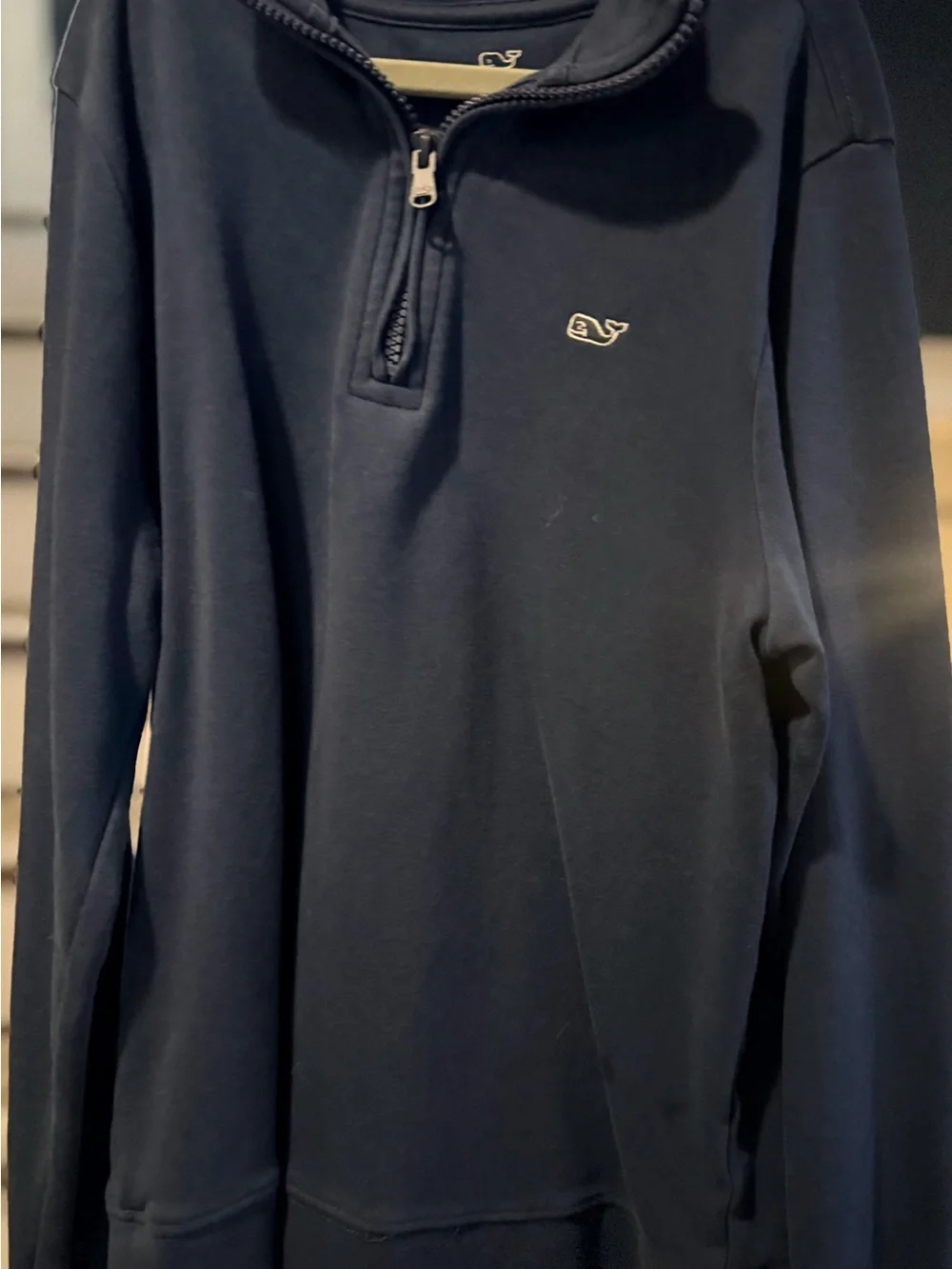 Boys Vineyard Vines Navy Quarter Zip Pullover with Whale Embroidery